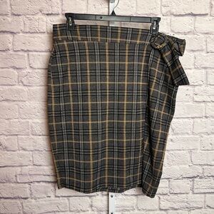Retrology Plaid Faux Warp Skirt with Attached Buckle size XL